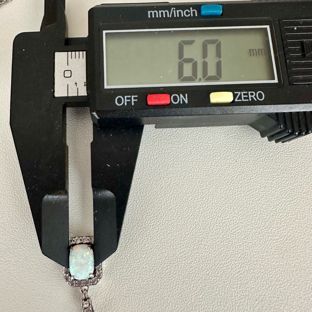 Lab Created White Opal Rectangle Shape Pendent 18… - image 6